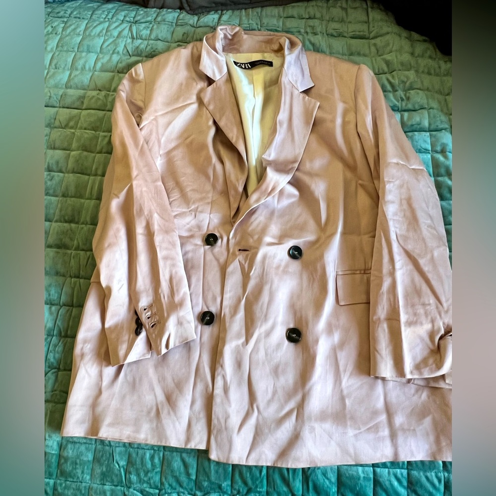 Zara Pink Satin Blazer